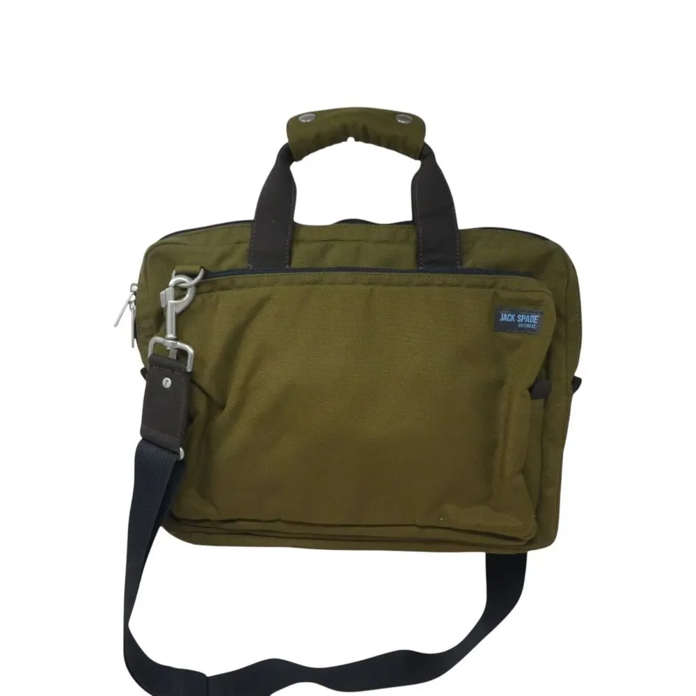 Jack Spade Green Canvas‎ Messenger Laptop Crossbody Bag